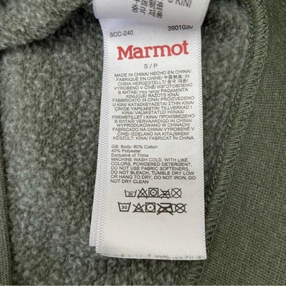 Marmot hoodie sweatshirt green cotton blend graphic long sleeves unisex Small - Picture 4 of 8